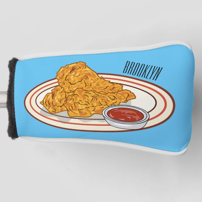 Funda Para Palo De Golf Ilustracion de pollo frito personalizado (Anverso)