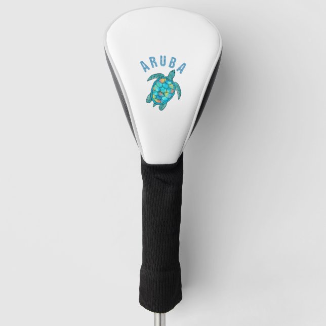 Funda Para Palo De Golf Ilustracion de tortuga marina de Aruba Beach (Anverso)
