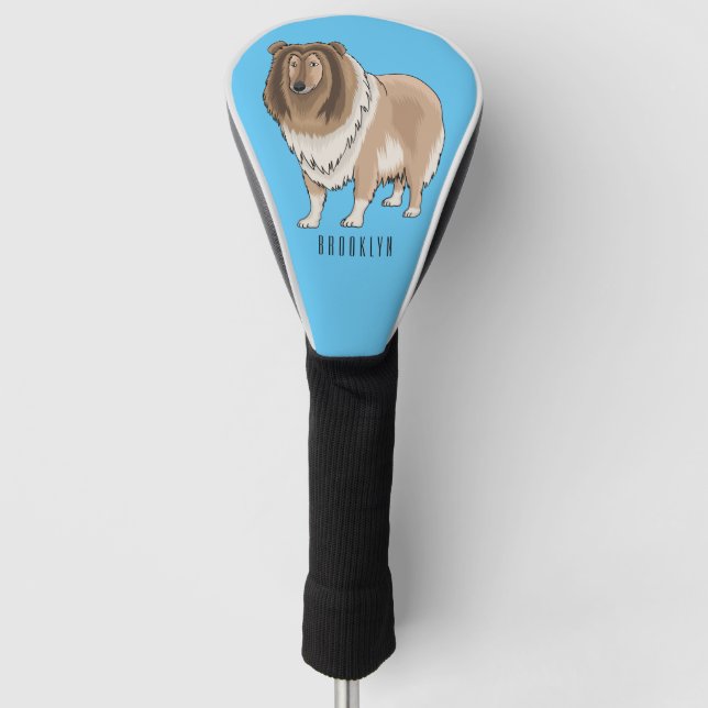Funda Para Palo De Golf Ilustracion del personalizado del perro del collie (Anverso)