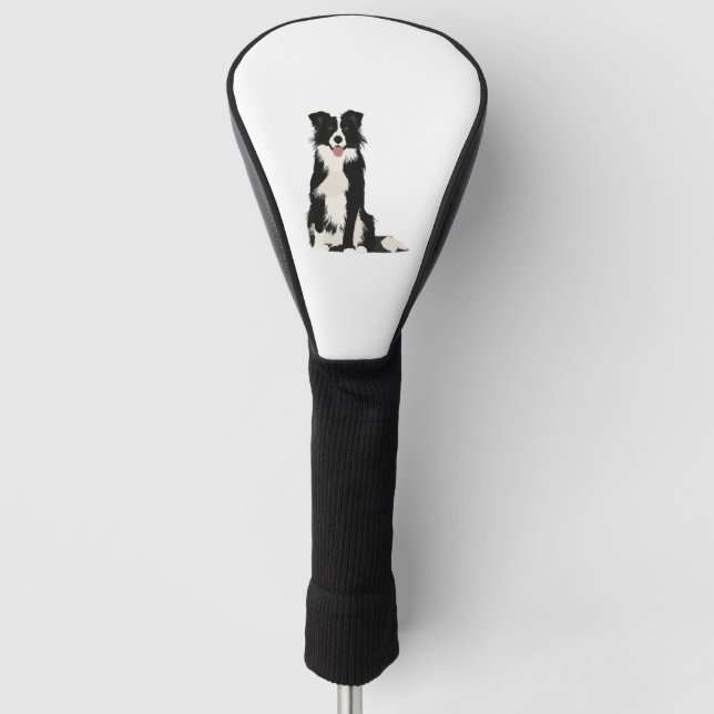Funda Para Palo De Golf Ilustracion Fronterizo de Collie. (Anverso)