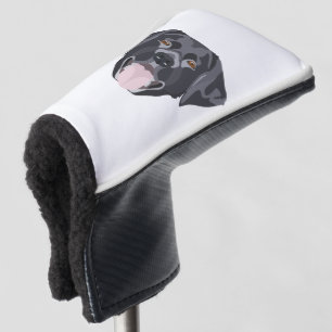 Funda Para Palo De Golf Ilustracion negro Labrador recuperador con sonrisa