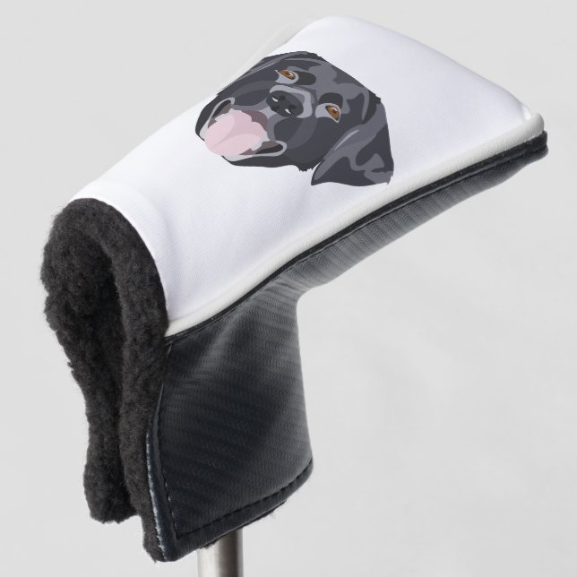 Funda Para Palo De Golf Ilustracion negro Labrador recuperador con sonrisa (Anverso 3/4)