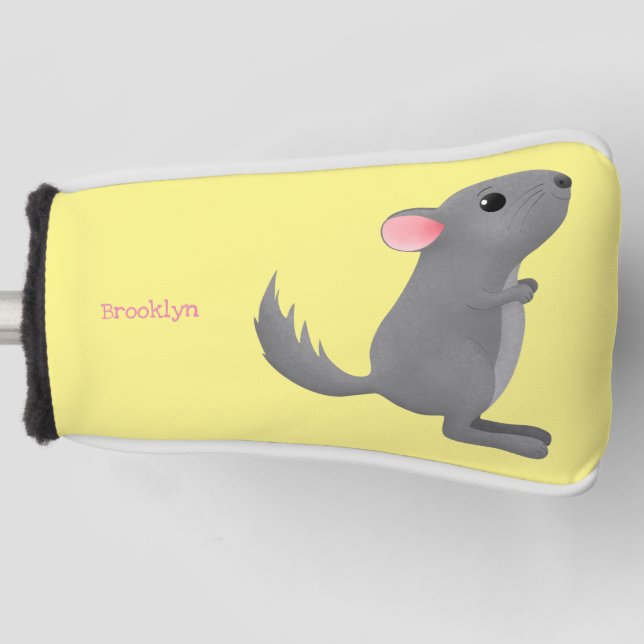 Funda Para Palo De Golf Ilustracion personalizado chinchilla gris suave (Anverso)