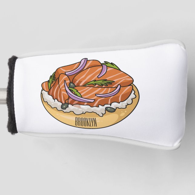 Funda Para Palo De Golf Ilustracion personalizado de bagel de Salmon (Anverso)