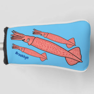Funda Para Palo De Golf Ilustracion personalizado de calamar rosa feliz
