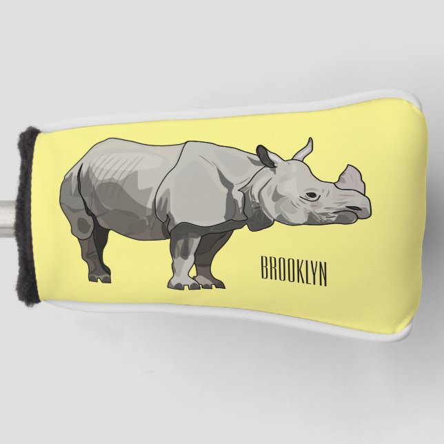 Funda Para Palo De Golf Ilustracion personalizado de Javan rhinoceros (Anverso)
