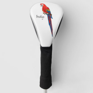 Funda Para Palo De Golf Ilustracion personalizado de loro de macao escarla