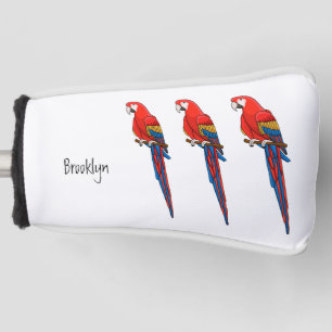 Funda Para Palo De Golf Ilustracion personalizado de loro de macao escarla
