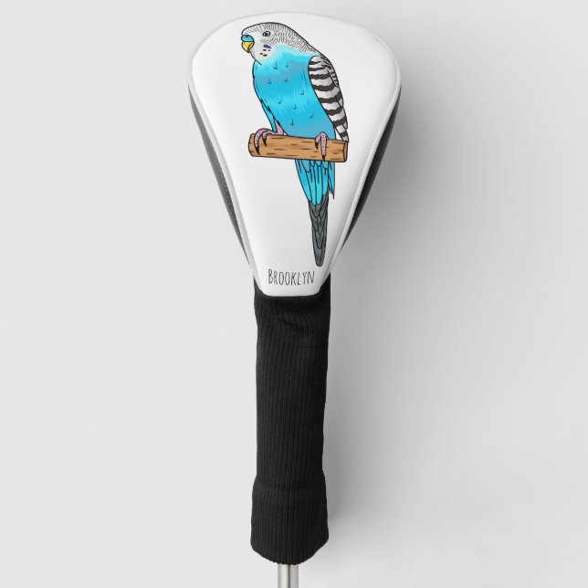 Funda Para Palo De Golf Ilustracion personalizado de pájaro budgerigar azu (Anverso)