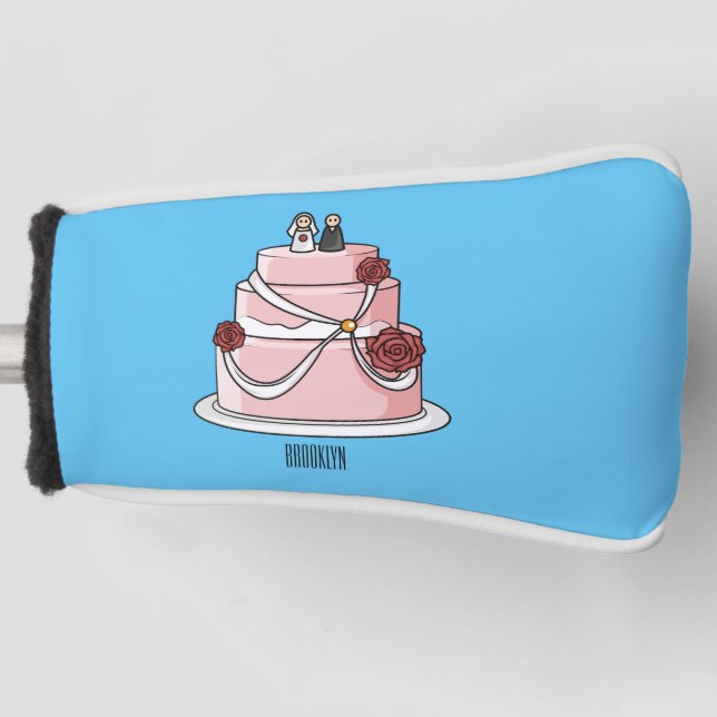 Funda Para Palo De Golf ilustracion personalizado de pastel boda (Anverso)