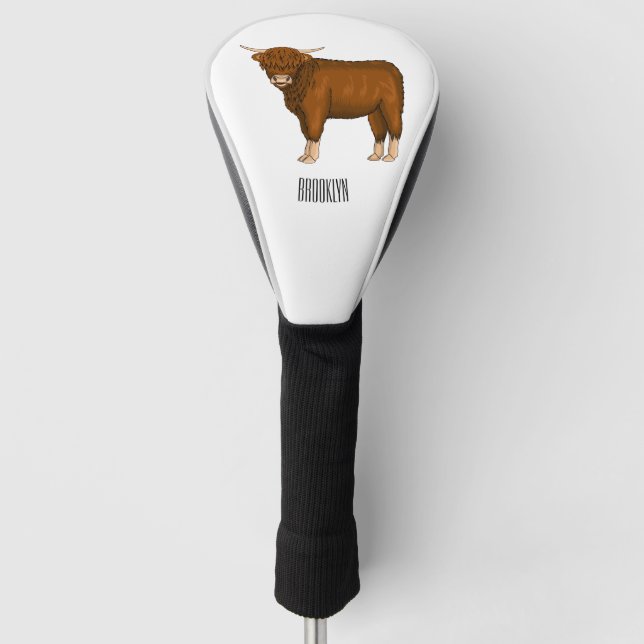 Funda Para Palo De Golf Ilustracion personalizado de vaca de Highland (Anverso)