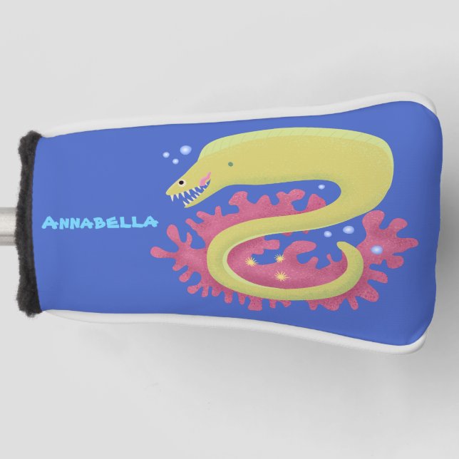 Funda Para Palo De Golf Ilustracion personalizado gracioso de moray verde (Anverso)