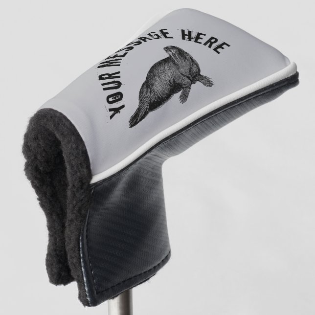 Funda Para Palo De Golf Ilustracion simple de Black Walrus (Anverso 3/4)