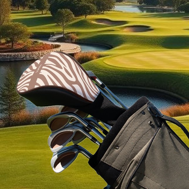 Funda Para Palo De Golf Impresión cebra-mousse Mocha (Zebra Print-Mocha Mousse Golf Head Cover)