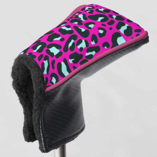 Funda Para Palo De Golf Impresión de animales de leopardo de chita rosado  (Anverso 3/4)