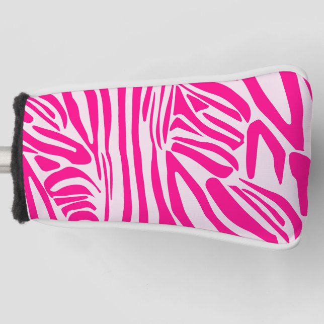 Funda Para Palo De Golf Impresión de cebra rosa (Anverso)
