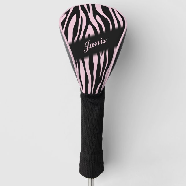 Funda Para Palo De Golf Impresión de cebra rosa personalizada (Anverso)