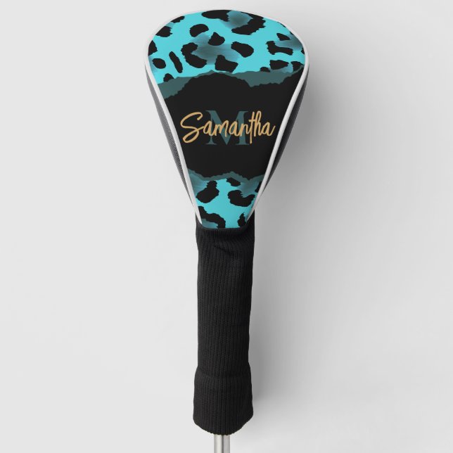 Funda Para Palo De Golf Impresión de Leopardo Azul Cute (Anverso)