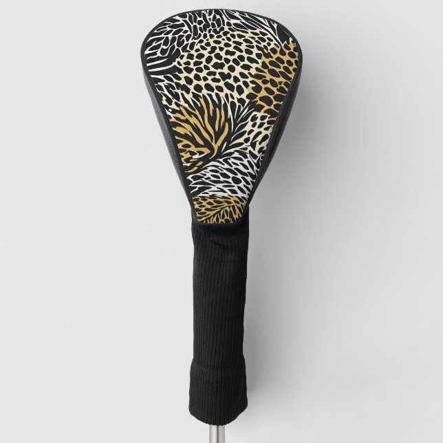 Funda Para Palo De Golf Impresión mixta de tigre de leopardo de cebra (Anverso)