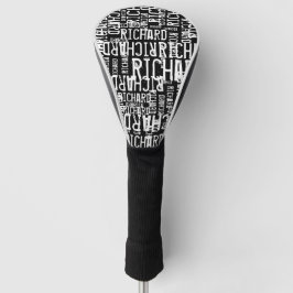 Funda Para Palo De Golf Impresión total nombre blanco sobre negro