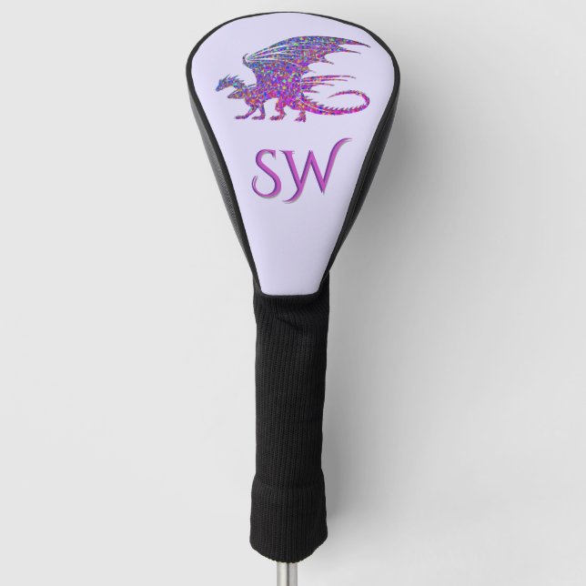 Funda Para Palo De Golf Impresionante Dragón Mosaico Purple Inicial (Anverso)