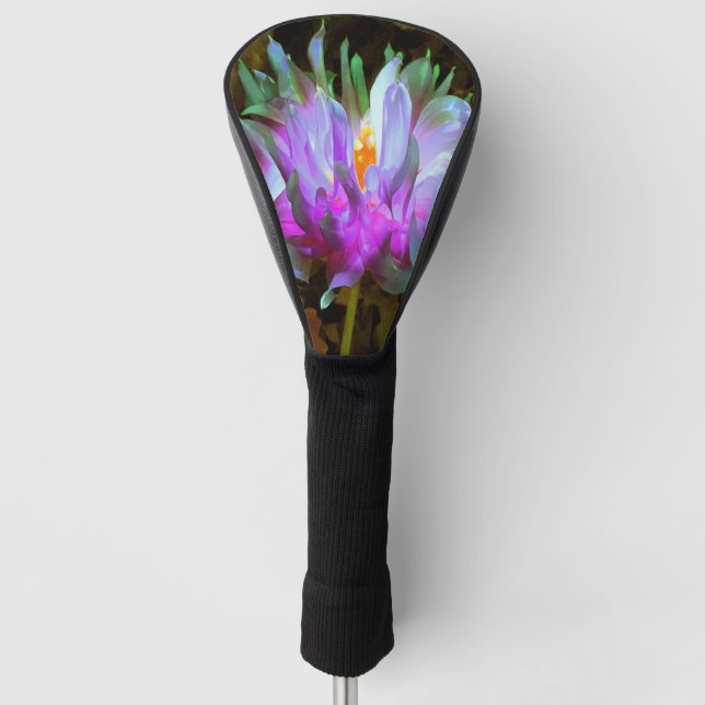 Funda Para Palo De Golf Impresionante Magenta y Cactus Verde Lime Dahlia (Anverso)