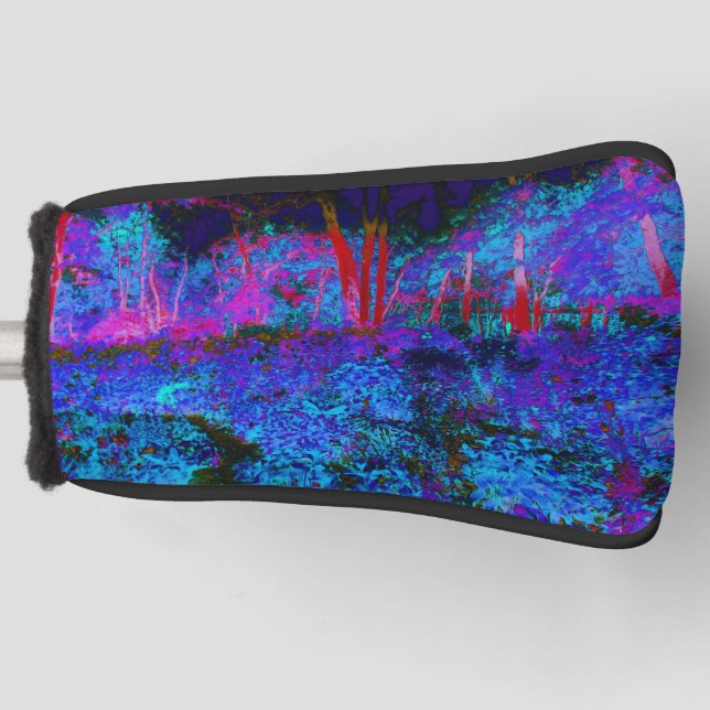 Funda Para Palo De Golf Impresionante paisaje azul oscuro y jardín rojo (Anverso)