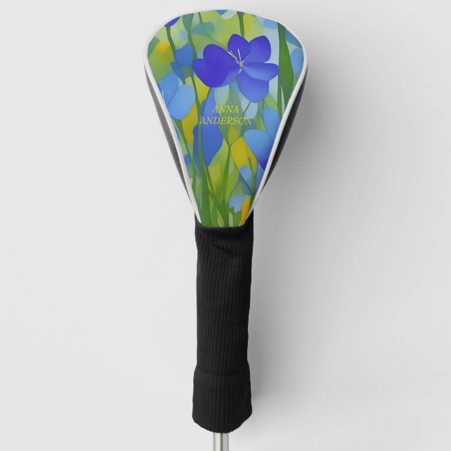 Funda Para Palo De Golf Impresionista PERSONALIZADO Texas Bluebonnets (Anverso)