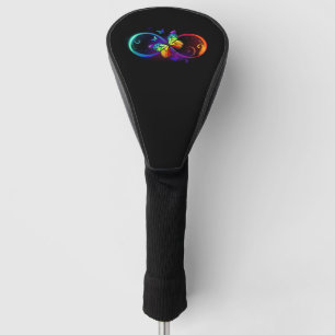 Funda Para Palo De Golf Infinidad vibrante con mariposa arco iris sobre ne