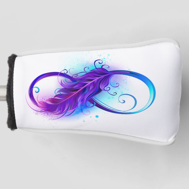 Funda Para Palo De Golf Infinito con plumas púrpura (Anverso)