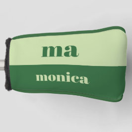 Funda Para Palo De Golf Inicial de monograma de escritura en verde salvia
