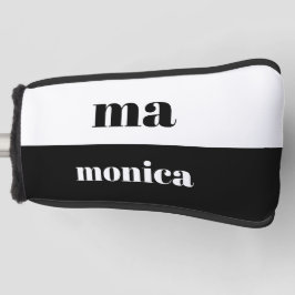 Funda Para Palo De Golf Inicial de monograma elegante en letra script blan