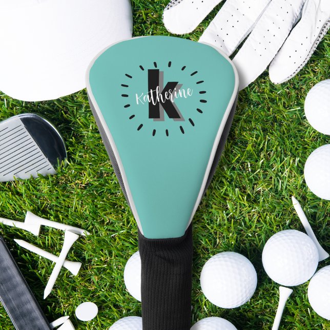 Funda Para Palo De Golf Inicial de Monograma Moderno (Cute Modern Monogram Initial Golf Head Cover)