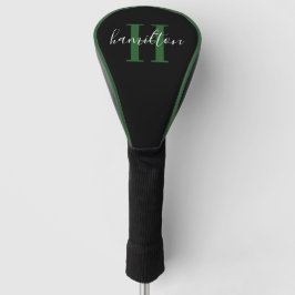 Funda Para Palo De Golf Inicial del nombre de monograma verde elegante