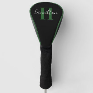 Funda Para Palo De Golf Inicial del nombre de monograma verde elegante