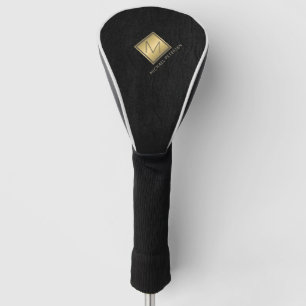 Funda Para Palo De Golf Inicial personalizada en negro con monograma de or