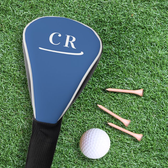 Funda Para Palo De Golf Iniciales de Monograma de Golfista Personalizado A (Custom Golfer Monogram Initials Modern Royal Blue Golf Head Cover)