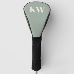 Funda Para Palo De Golf Iniciales de monograma personalizadas en verde sal