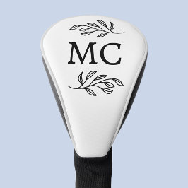 Funda Para Palo De Golf Iniciales de monograma personalizadas hoja botánic