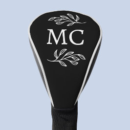 Funda Para Palo De Golf Iniciales de monograma personalizadas hoja botánic