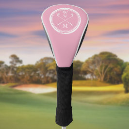 Funda Para Palo De Golf Iniciales de monograma rosa femenino