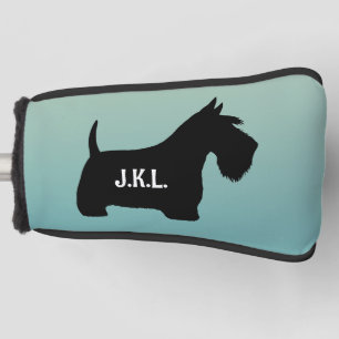 Funda Para Palo De Golf Iniciales de nombre personalizado de perro escocés