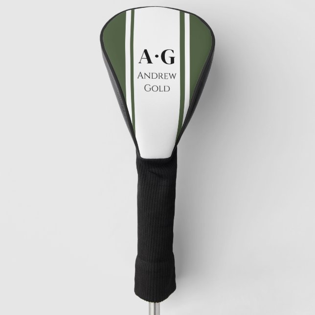 Funda Para Palo De Golf Iniciales de Personalizado de monograma - Verde (Anverso)
