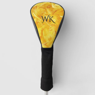 Funda Para Palo De Golf Iniciales de plumas amarillas brillantes