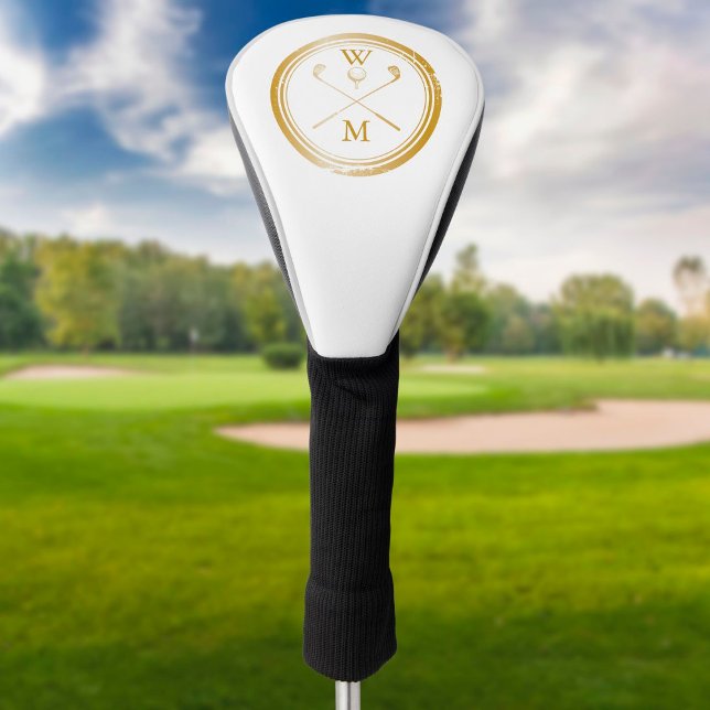 Funda Para Palo De Golf Iniciales del Monograma Oro Moderno (Subido por el creador)