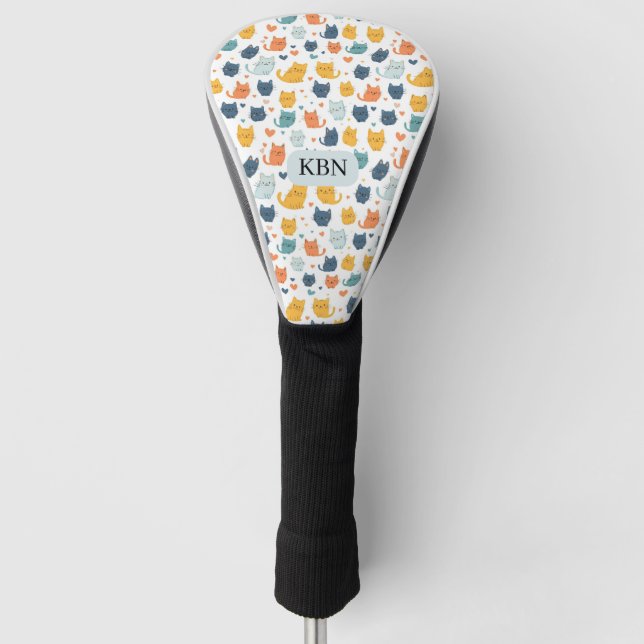 Funda Para Palo De Golf Iniciales Monogramadas de Gatos Caprichosos (Anverso)