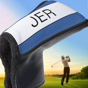 Funda Para Palo De Golf Iniciales Personalizadas Monograma Azul Negro Putt