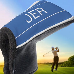 Funda Para Palo De Golf Iniciales Personalizadas Monograma Azul Protector