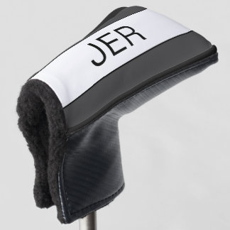 Funda Para Palo De Golf Iniciales Personalizadas Monogramadas Putter Gris 
