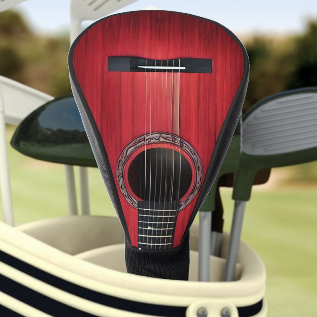 Funda Para Palo De Golf Instrumento musical de Woodgrain de Guitarra Acúst (red acoustic guitar golf head cover)
